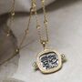 Gold Plated Sterling Silver Hieroglyphics Square Necklace, thumbnail 7 of 11
