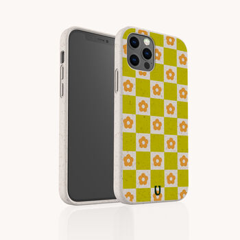 Green Flower Check Eco Phone Case, 2 of 4