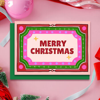 Pack Of Six Retro Colourful Merry Christmas Cards, 2 of 5