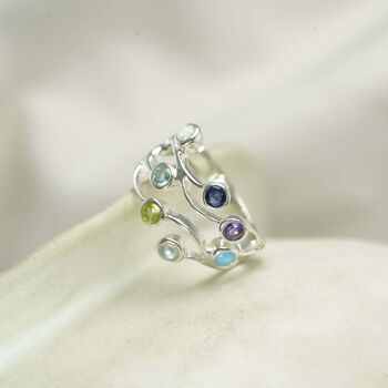 Rainbow Gemstones Sterling Silver Ring, 5 of 8