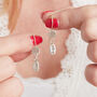 Oxidised Stamped Silver Boho Earrings, thumbnail 3 of 7