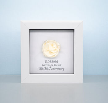 Personalised 12th Silk Anniversary Silk Rose Frame Gift, 2 of 6