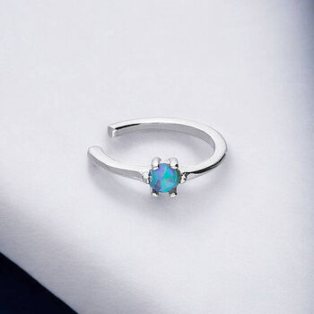 Sterling Silver Blue Opal Ear Cuff, 5 of 8