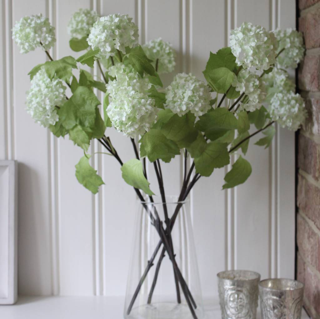 Artificial Snowball Flower Stem By Lime Tree London