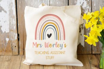 Rainbow Pink Teacher Tote Bag, 2 of 2