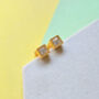 November Birthstone Gold Plated Silver Square Studs, thumbnail 4 of 6