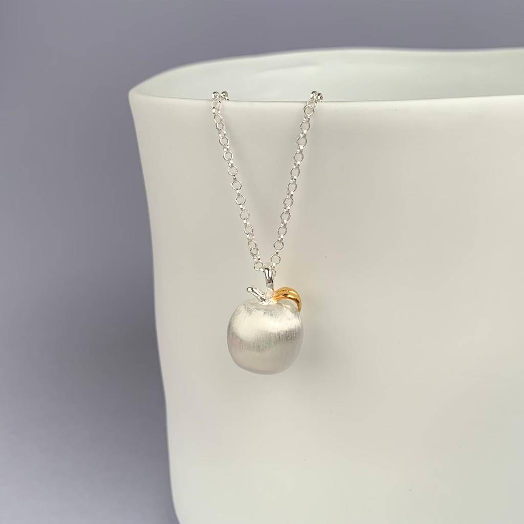 Personalised Silver Apple Pendant By Nest | notonthehighstreet.com