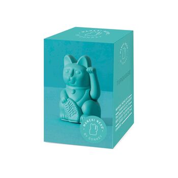 Mini Turquoise Waving Lucky Cat, 4 of 5