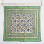 Green And Blue Floral Indian Block Printed Cotton Bed Quilt, thumbnail 3 of 9