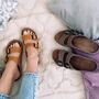 Leather Sandals With Memory Foam Insole In Grey/ Taupe, thumbnail 2 of 4