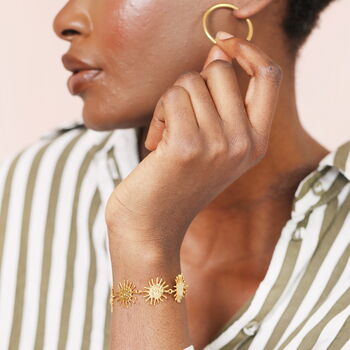 Hammered Sun Chain Bracelet In Gold Plating, 3 of 4