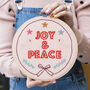 Joy And Peace Embroidery Hoop Kit, thumbnail 1 of 5