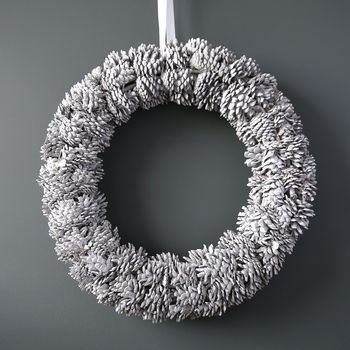 White Frosted Large Pinecone Wreath, 2 of 2