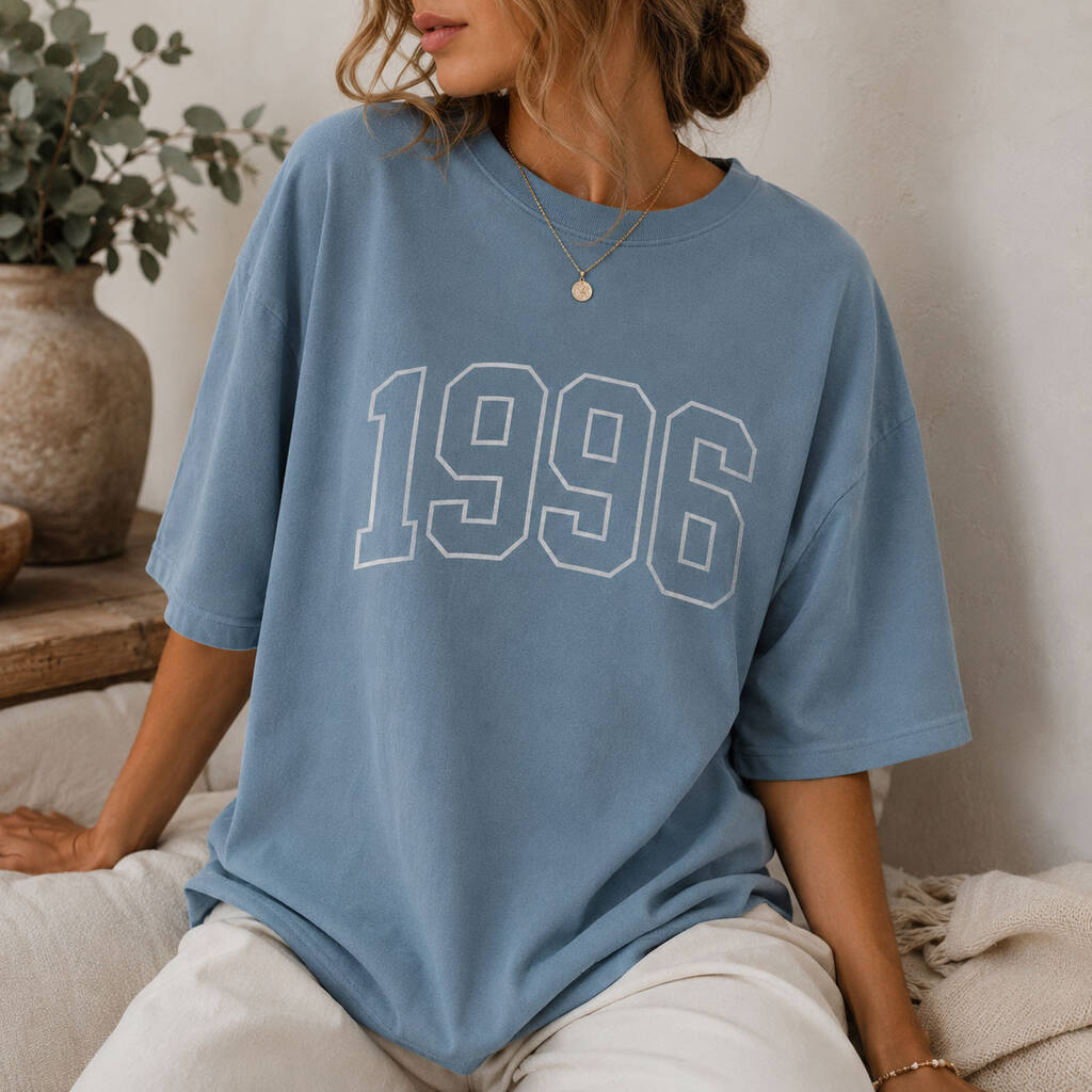 Personalised Vintage Birth Year Oversized T Shirt Gift For Her, 1 of 3