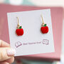 Red Apple Earrings Gift For Teacher, thumbnail 1 of 4