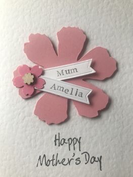 Personalised Mothers Day Pink Flower Card, 7 of 9