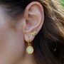 Gold Plated Sunflower Charm Hoop Earrings, thumbnail 1 of 5