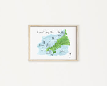Cornwall Surf Map Print, 2 of 3