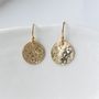 Hammered Rolled Gold Disc Earrings, thumbnail 4 of 6