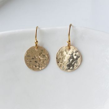 Hammered Rolled Gold Disc Earrings, 4 of 6