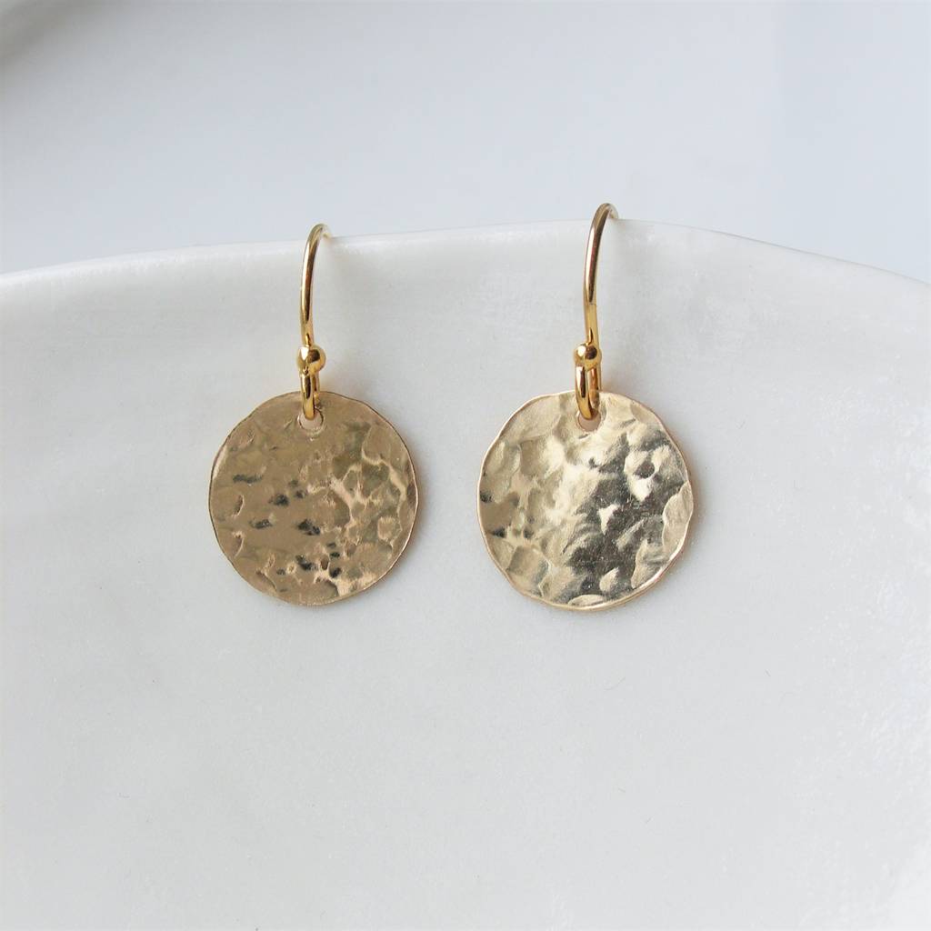Disc Clip Earrings Gold Hammered Small Classic – Spot
