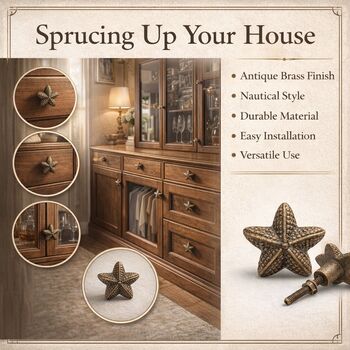 Vintage Brass Star Fish Drawer Knob, 6 of 8