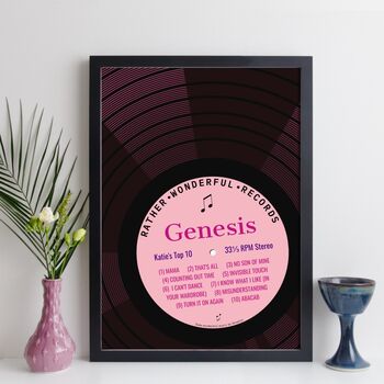 Personalised Record Label Print Top Ten Music Gift, 9 of 12