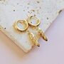 Baguette Charm Gold Plated Huggie Hoop Earrings, thumbnail 4 of 5