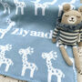 Personalised Knitted Giraffe Baby Blanket, thumbnail 1 of 12