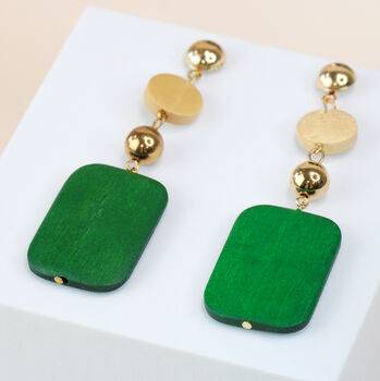 Gold Plated Composite Wood Earrings, 3 of 5