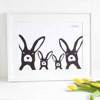Bunny Family Selfie, Easter Personalised Print, 3 of 3