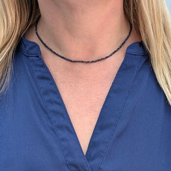 Lapis Lazuli Skinny Gemstone Beaded Necklace, 2 of 6