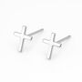 Sterling Silver Cross Stud Earrings – 9mm X 7mm, thumbnail 2 of 6