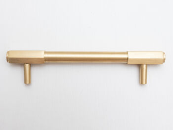 Satin Brass Kitchen Pull Handles With Hexagonal Ends, 2 of 3