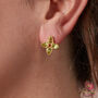 Green Peridot Gold Plated Star Shaped Studs, thumbnail 1 of 9
