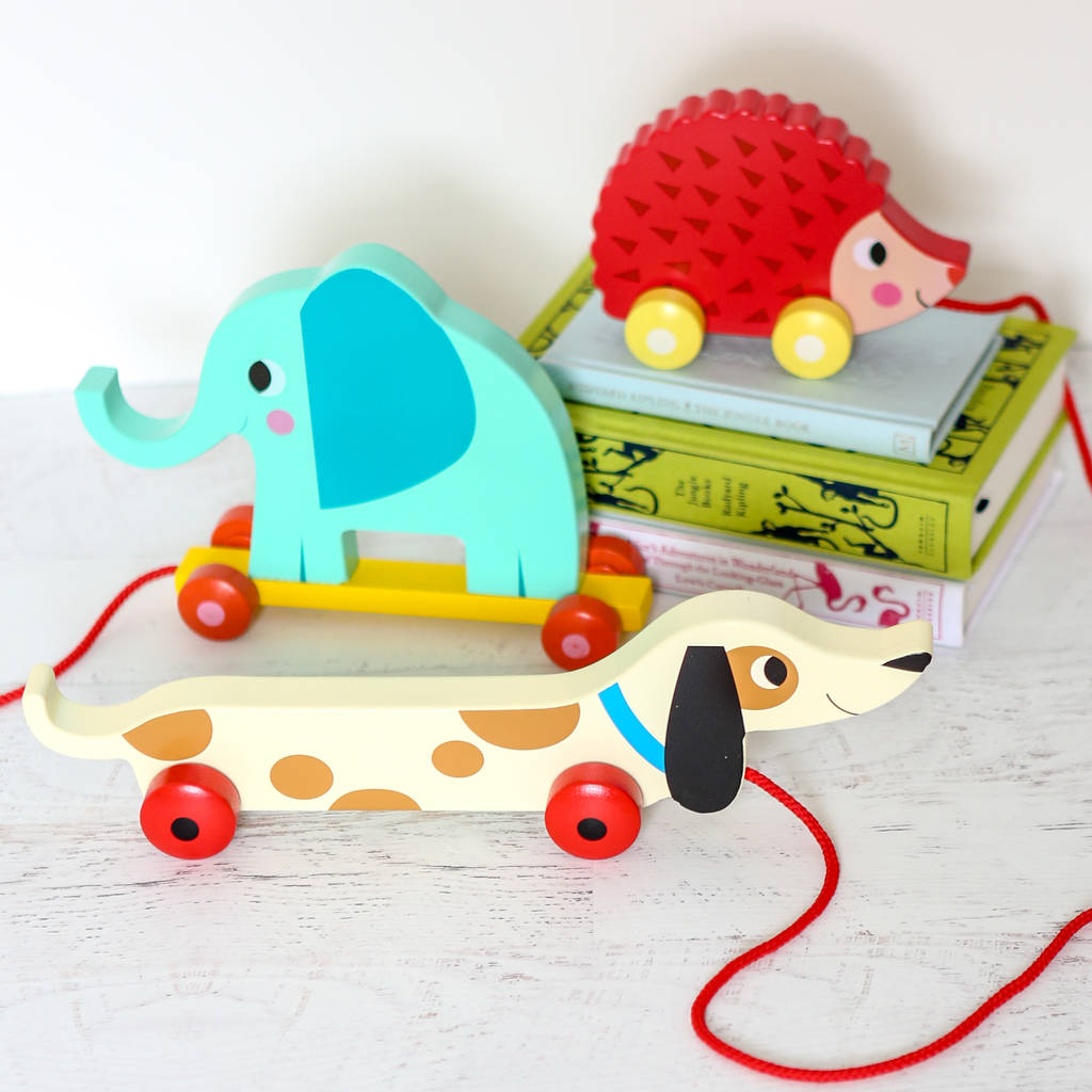 wooden pull along toy by berylune