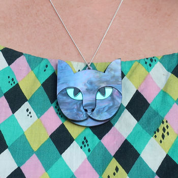 Cat Necklace With Sterling Silver Chain, 9 of 12