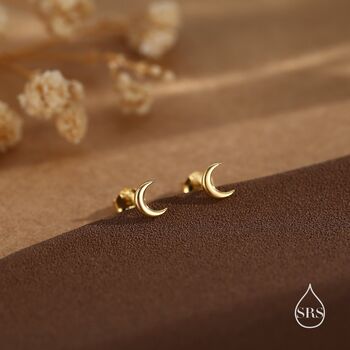 Sterling Silver Tiny Moon Earrings, 4 of 12