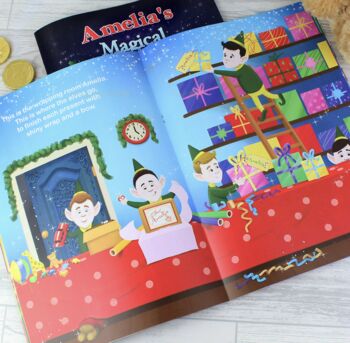 Personalised Christmas Adventure Book And Personalised Teddy Bear, 7 of 8