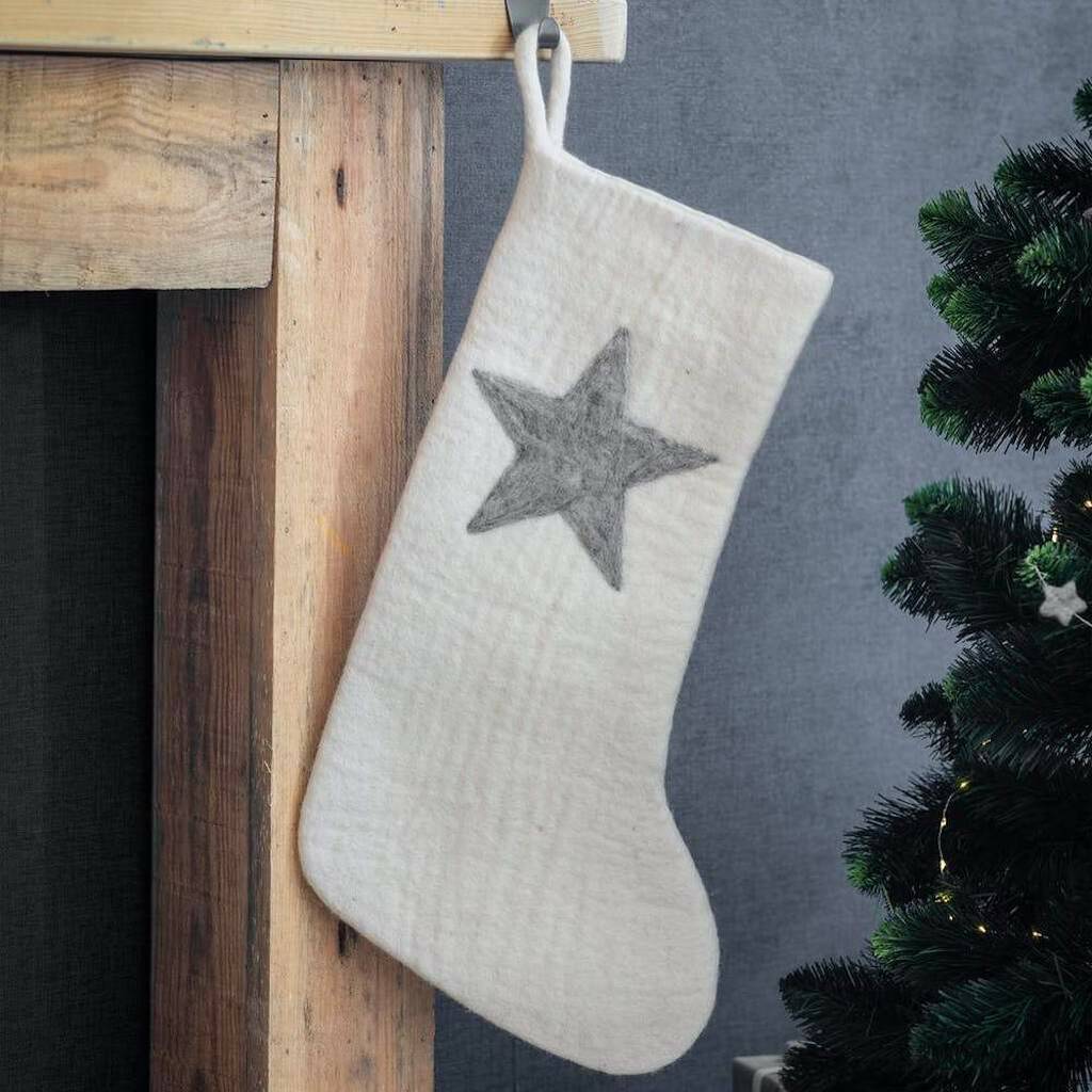 Felt Wool Christmas Star Stocking, 1 of 2