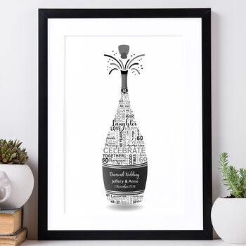 Personalised Diamond Anniversary Champagne Word Art, 4 of 8