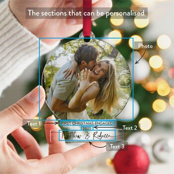 First Christmas Engaged Photo Acrylic Ornament 2025, 8 of 9