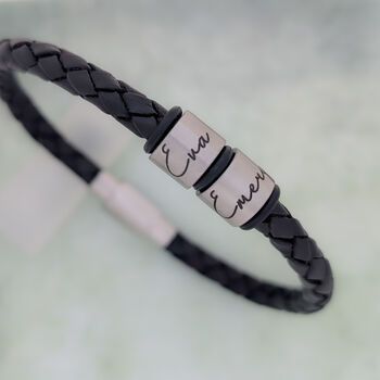 Men's Personalised Engraved Leather Bracelet, 8 of 8