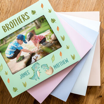 Personalised Siblings Dinosaur Pastel Photo Frame Gift, 6 of 7