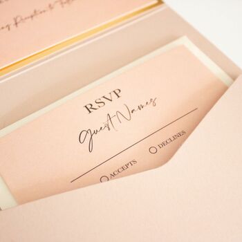 Blush Pink And Gold Bunny Tails Wedding Invitation, 5 of 9