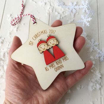 Personalised First Christmas As Mrs And Mrs Decoration, 4 of 5