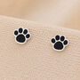 Sterling Silver Enamel Paw Print Stud Earrings, thumbnail 1 of 7