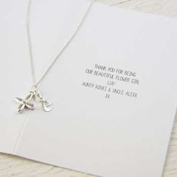 Silver Flower Girl Necklace And Personalised Poem Card, 8 of 8