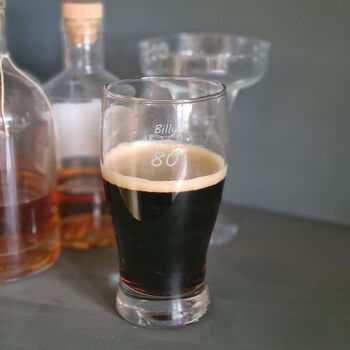 80th Birthday Bow Tie Beer Glass, 5 of 9