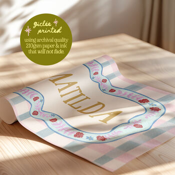 Personalised Baby Name Print With Folk Art Border, 4 of 12